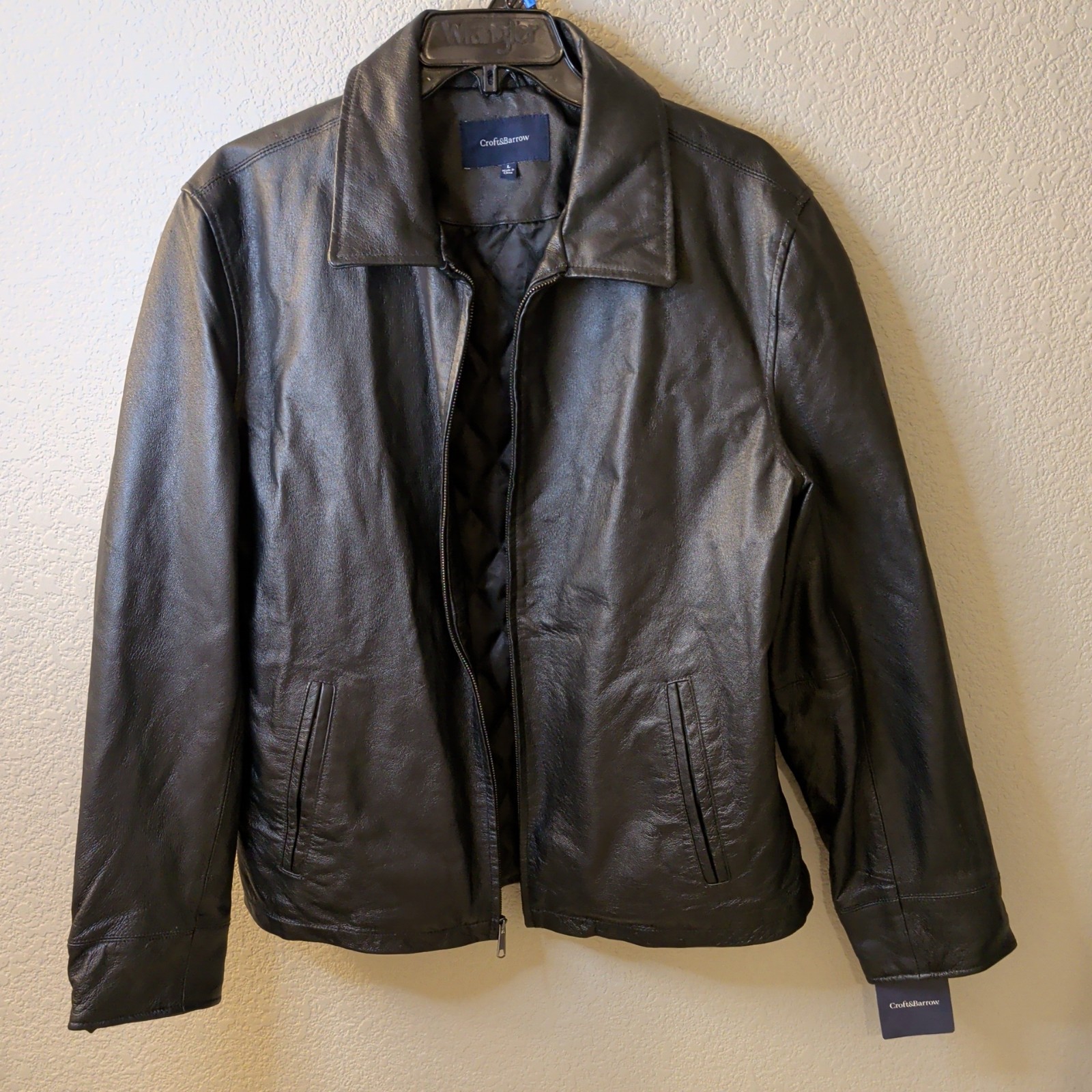 NEW Croft and Barrow Leather Coat Jacket Men\'s Large Black Leather Jacket 