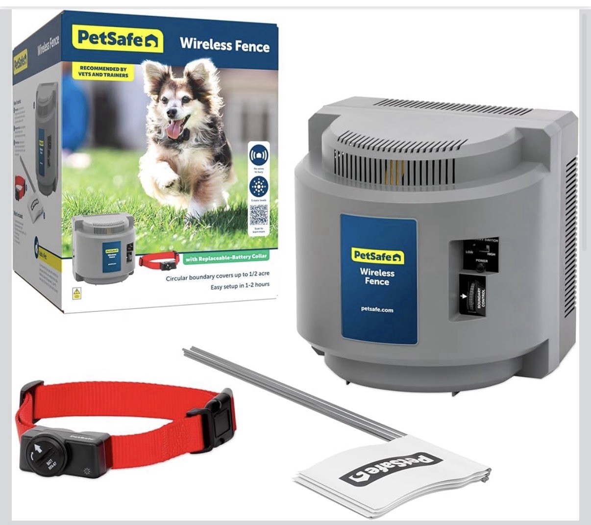 PetSafe Wireless Pet Fence Pet Containment System for Dogs Over 8 lbs; 1/2 acre