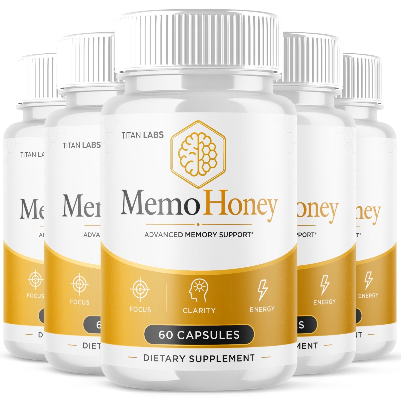 (5 Pack) Memo Honey Advanced Natural Brain Health Support MemoHoney 300 Capsules