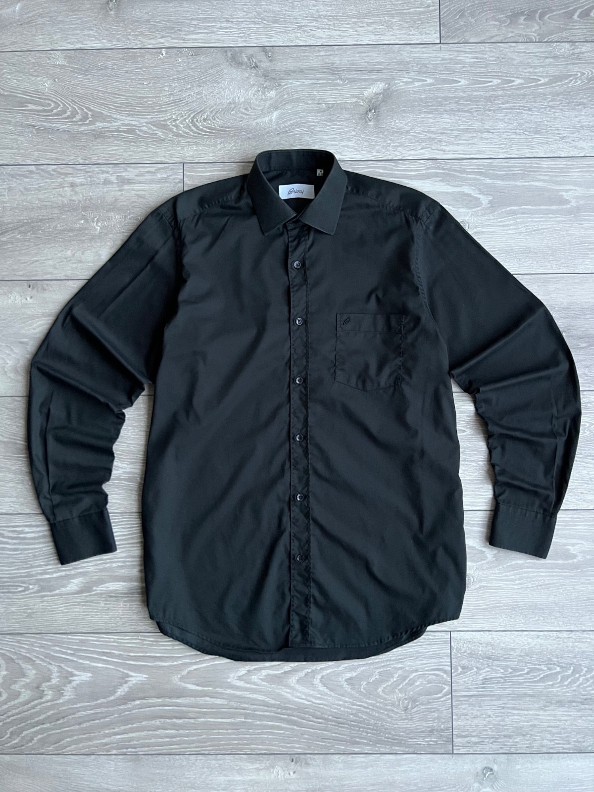 Vintage Brioni Mini Pocket Logo Black Shirt Men\'s Size M