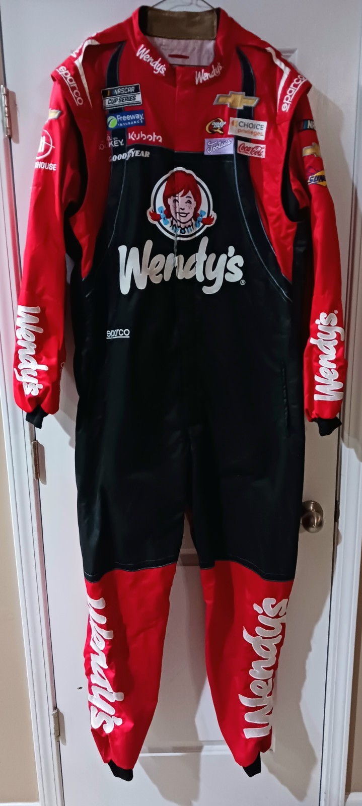 Trackhouse Racing Race Used Wendy\'s Chevy Pit Crew Firesuit NASCAR Daniel Suarez