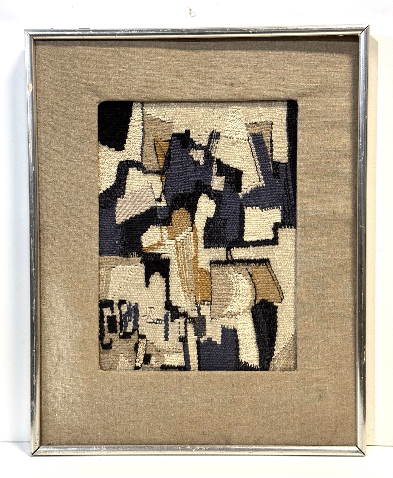 Vintage Textile Needlework Abstract Art Framed Vintage Textile Needlework Abstract Art Framed
