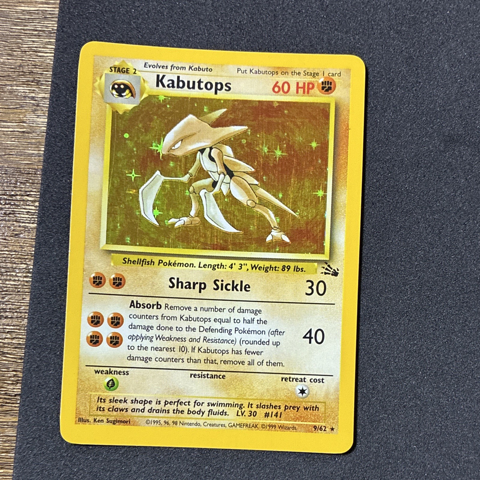 Wizards Kabutops 9/62 Fossil Edition Holo Rare EN 1999 60 HP