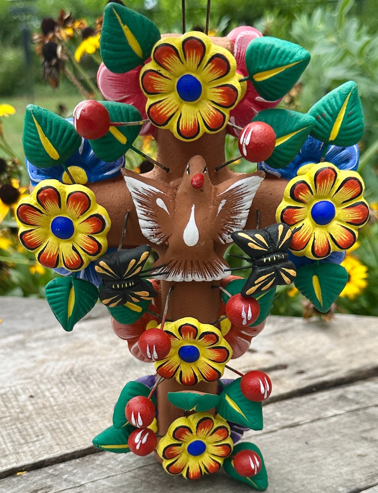 Vintage Mexican Tree of Life Clay Sculpture Arbol de la Vida Metepec Pottery