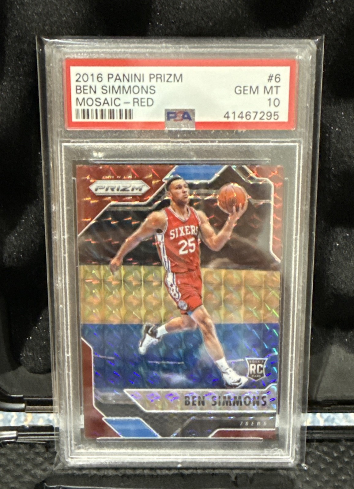 2016-17 Panini Prizm Mosaic - Ben Simmons #6 Red (RC) PSA 10 2016-17 Panini Prizm Mosaic - Ben Simmons #6 Red (RC) PSA 10