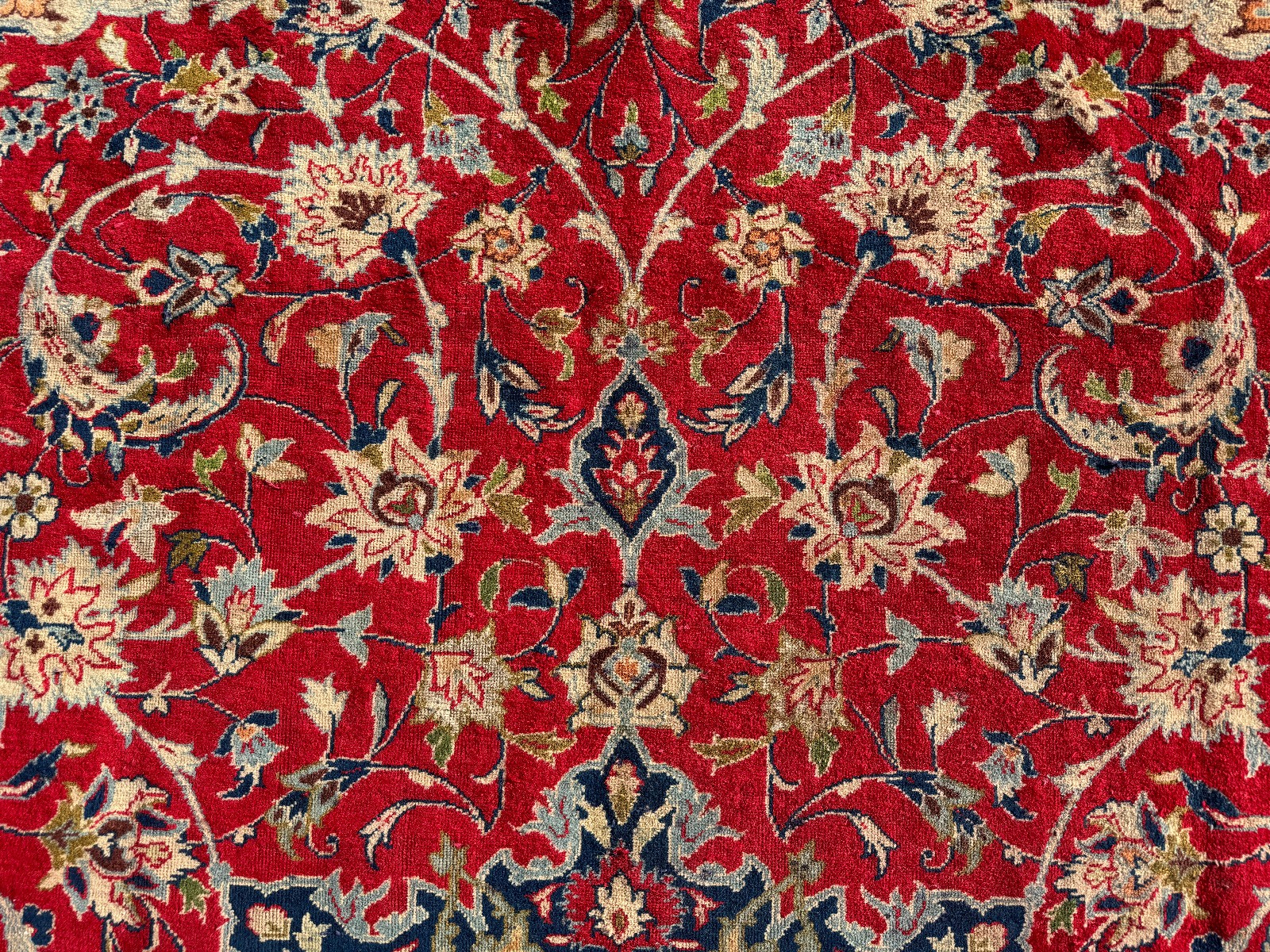 RED ANTIQUE ORIENTAL RUG 10x13 VINTAGE HAND-KNOTTED navy blue fine real 9x13 ft