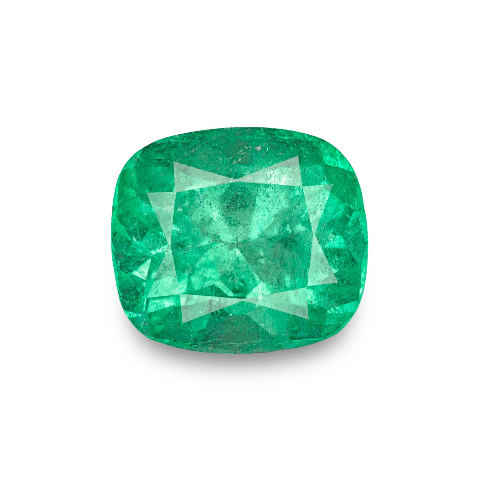COLOMBIAN Emerald 9.06 Ct Natural CUSHION Intense to Vivid Bluish Green RARE