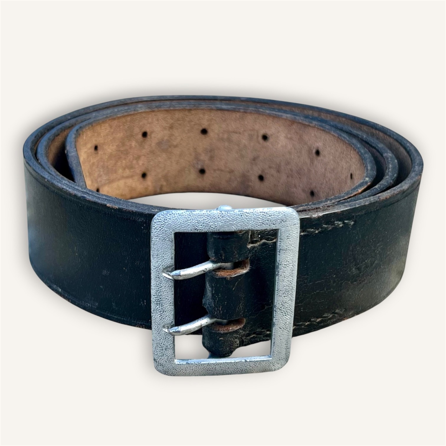 WWII German Wehrmacht Double Claws Heer Officer Black Leather Belt Marked 105 WWII German Wehrmacht Double Claws Heer Officer Black Leather Belt Marked 105
