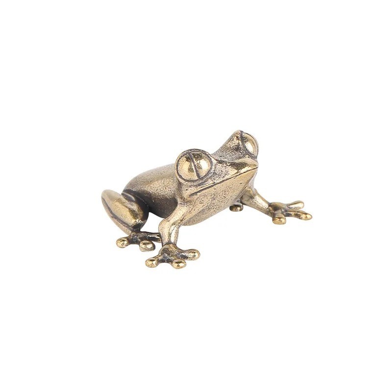 Retro Brass Mini Frog Miniatures Figurines Vintage Animal Figurine Toad Desktop