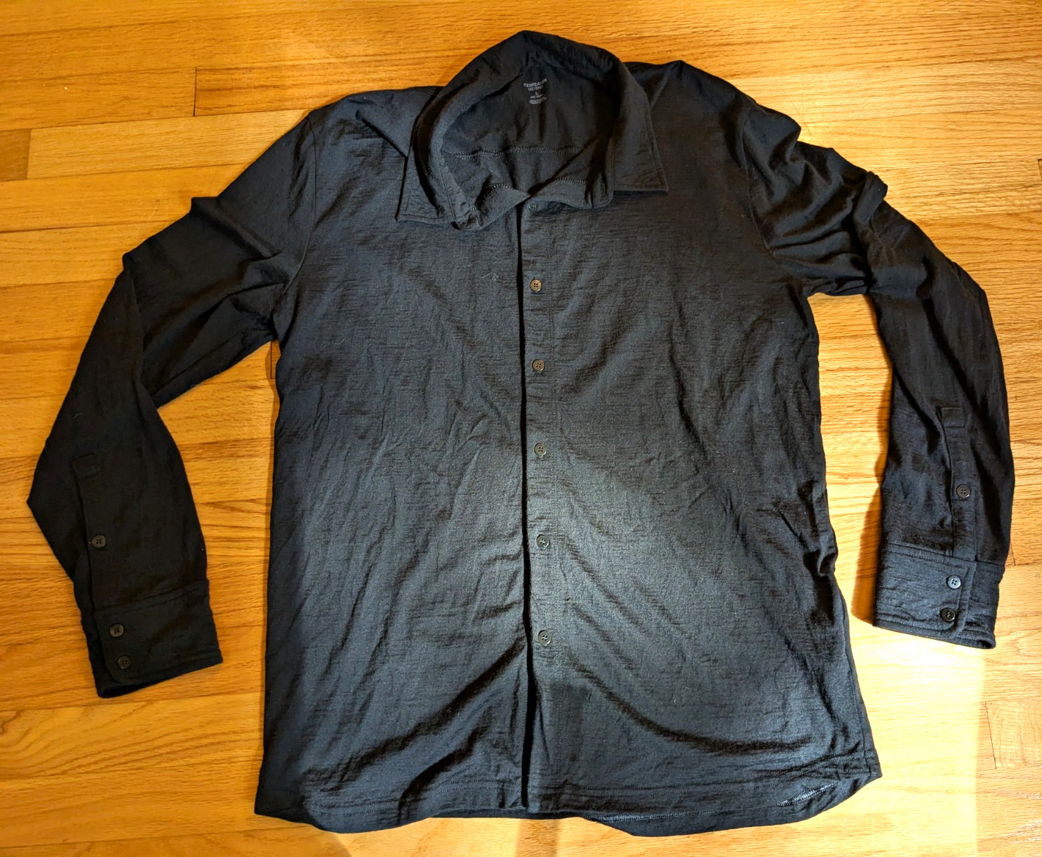 Icebreaker Merino Wool Shirt Black Lightweight Long Sleeve Button-Up Men\'s Large Icebreaker Merino Wool Shirt Black Lightweight Long Sleeve Button-Up Men\'s Large