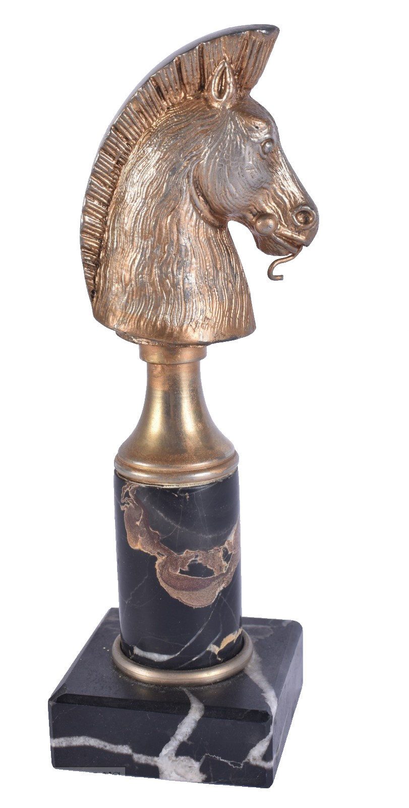 19TH C FRENCH GRAND TOUR BRONZE TROJAN HORSE WATCH HOLDER PORTORO MARBLE