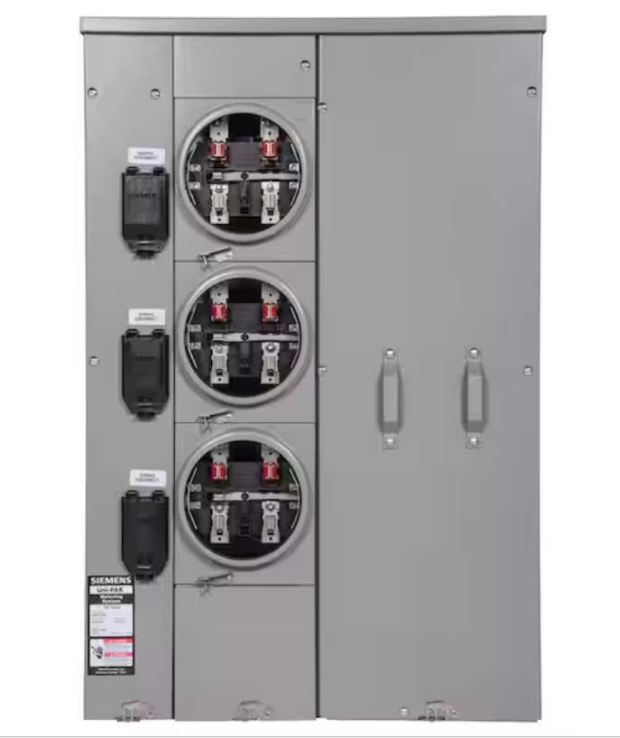 Siemens WP3311RJ Uni-PAK 3-Gang 300 Amp Ringless Style Multi-Family Metering