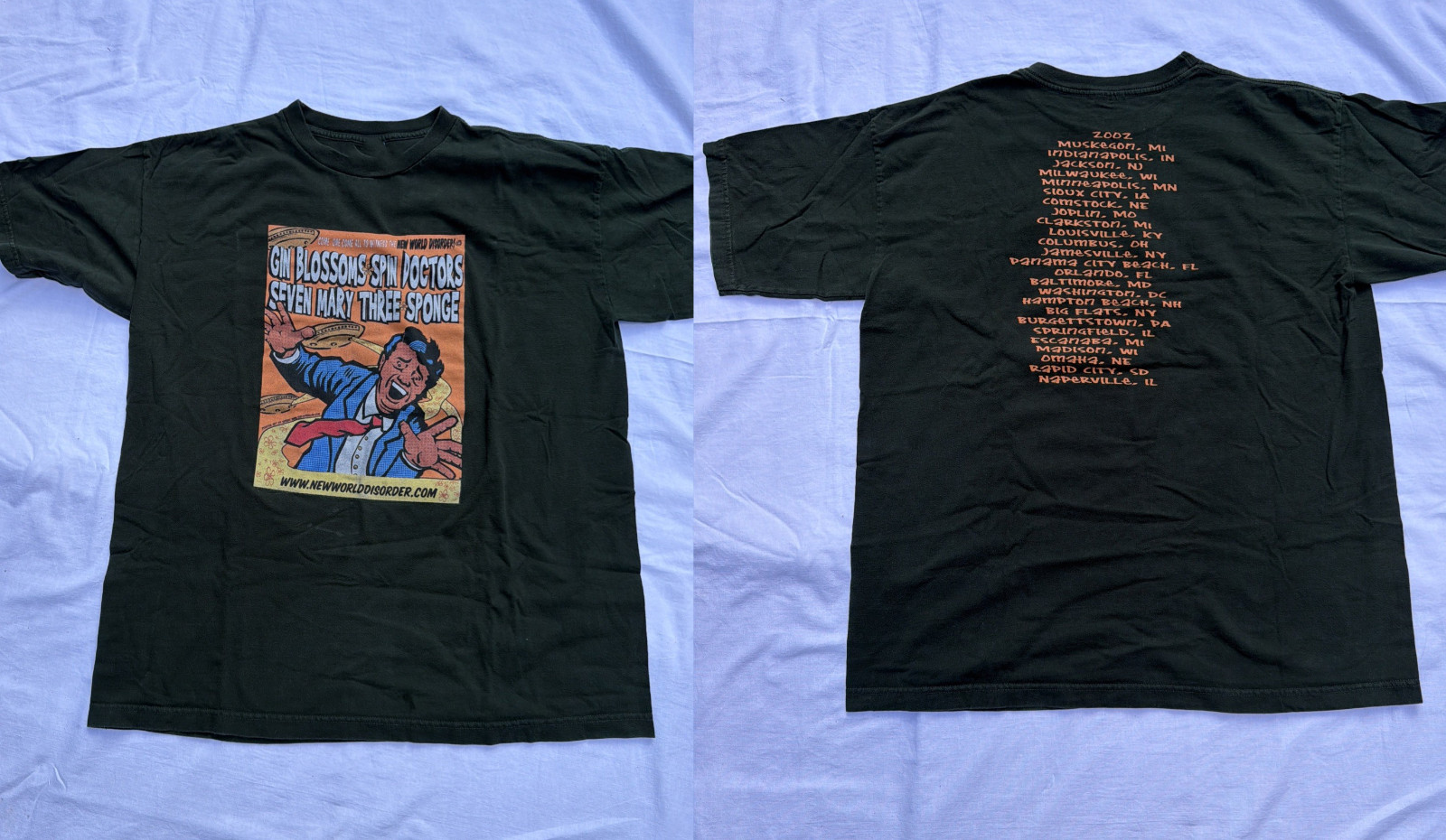 VIntage 2002 New World Disorder Tour T-Shirt - Gin Blossoms, Spin Doctors 8L076