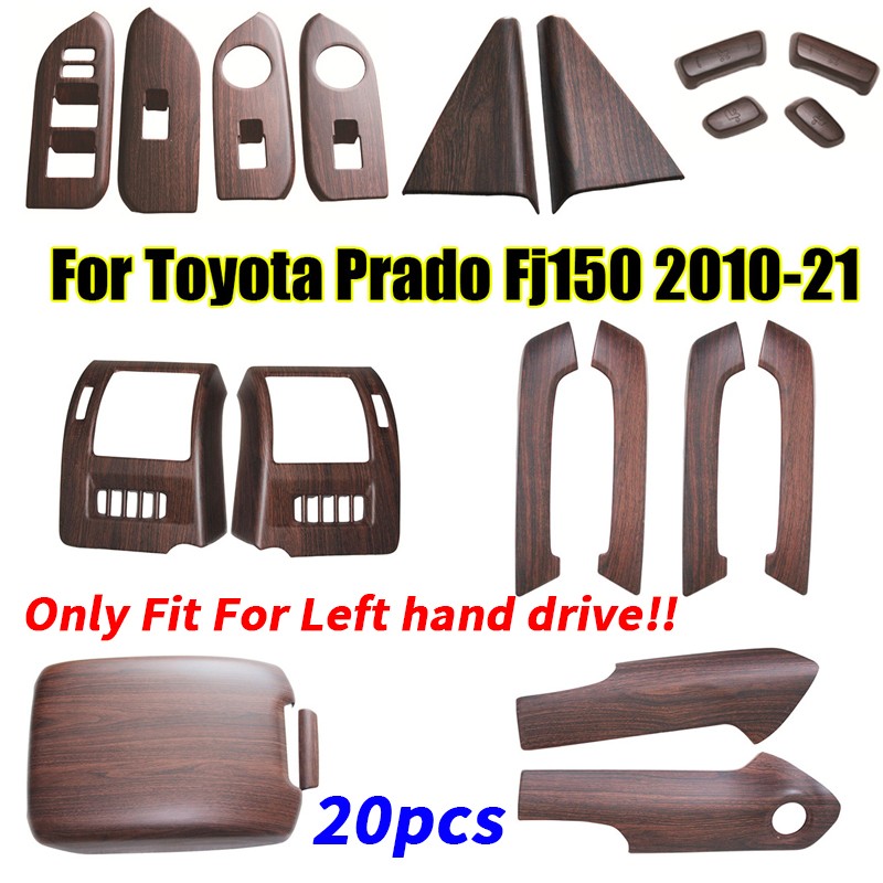 20x For Toyota Prado Fj150 10-21 Wood Grain Interior Accessories Kit Cover Trim 20x For Toyota Prado Fj150 10-21 Wood Grain Interior Accessories Kit Cover Trim