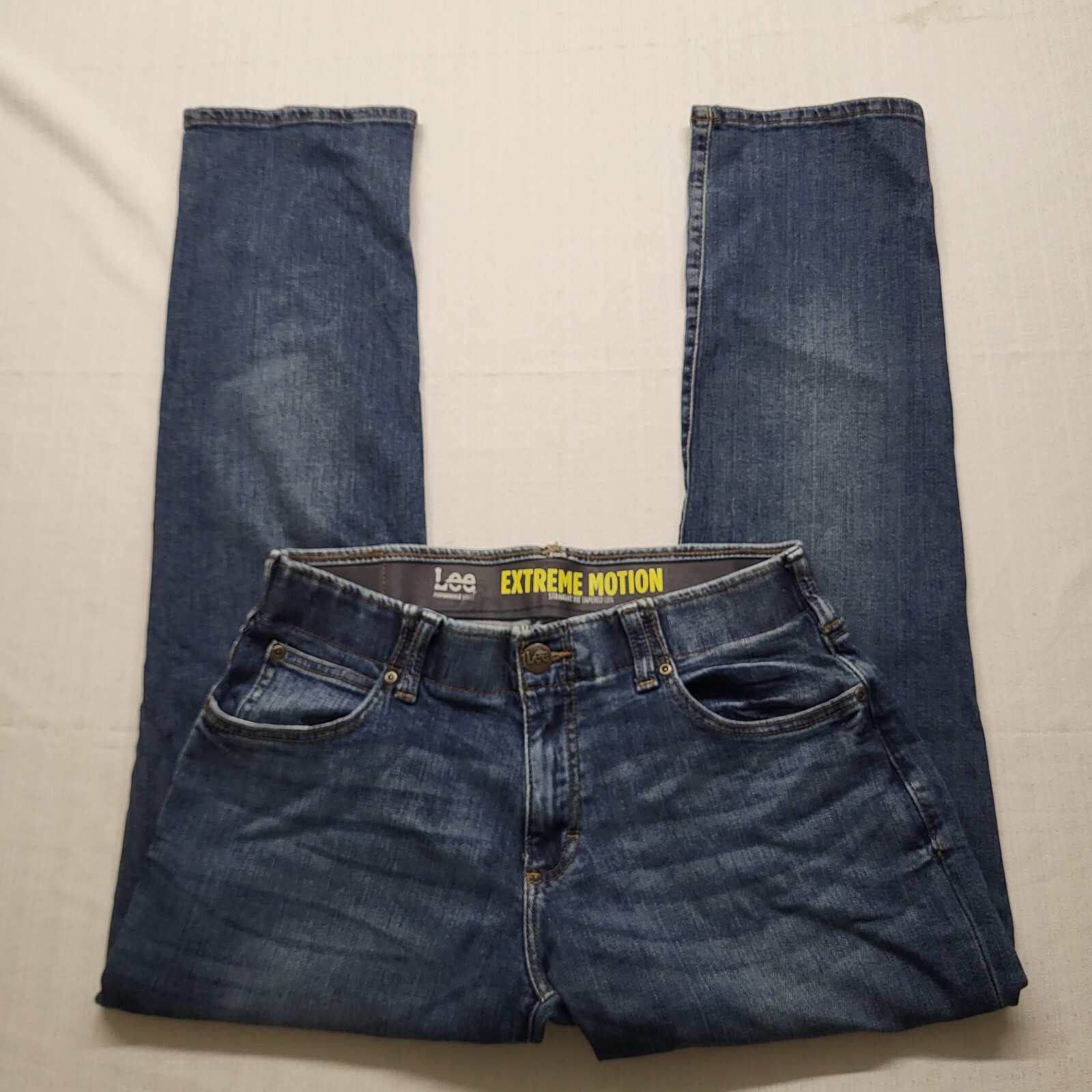 New Lee Extreme Motion Jeans Straight Fit Mens 30/32 Blue Elastic Waist Comfort New Lee Extreme Motion Jeans Straight Fit Mens 30/32 Blue Elastic Waist Comfort
