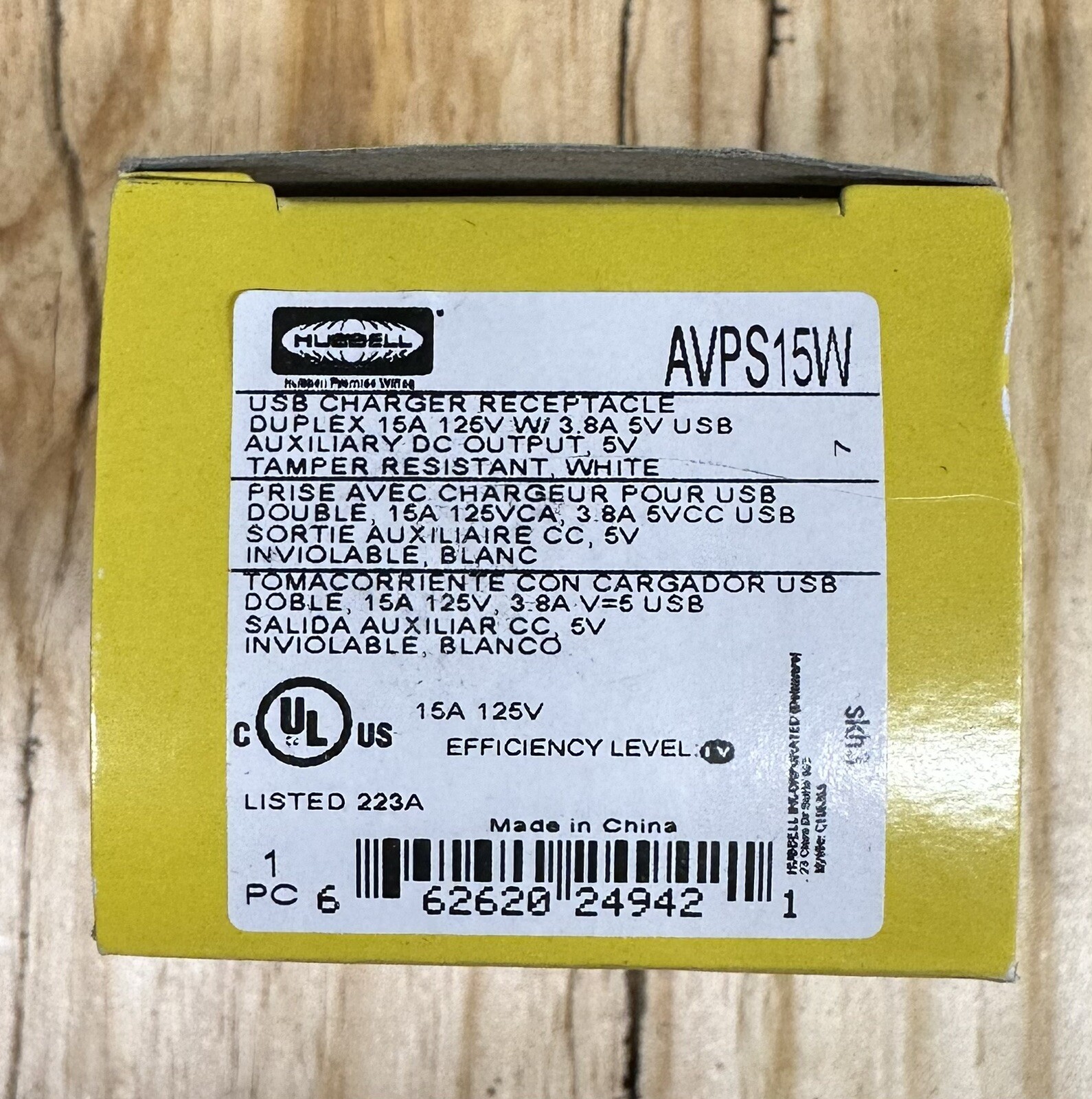 Hubbell - AVPS15W - Avps15w Hubbell Istation P-sup, 5vdc, Dup 15amp, Usb-chr, Wh