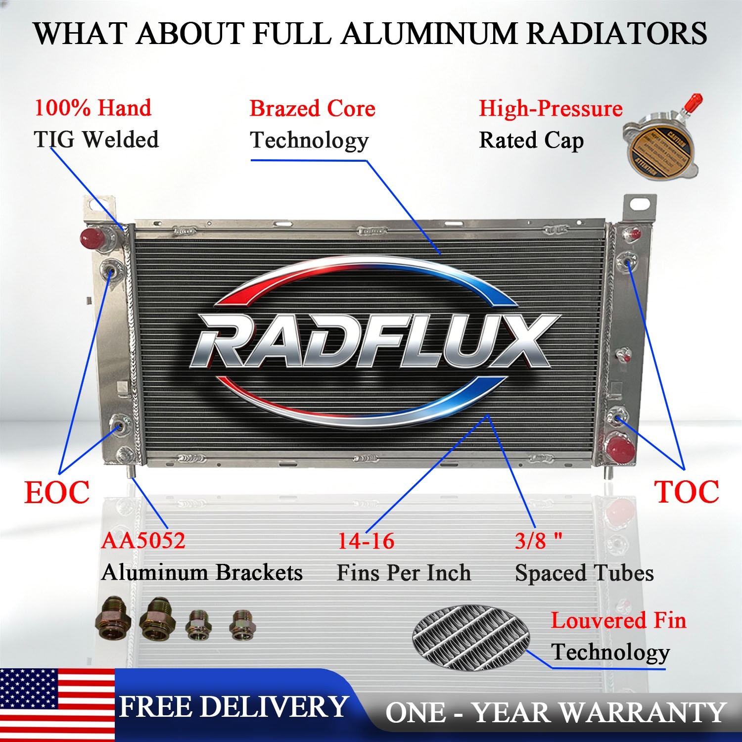 34'' Radiator For Chevy Silverado Suburban 1500 2500 Tahoe GMC Yukon  Aluminum