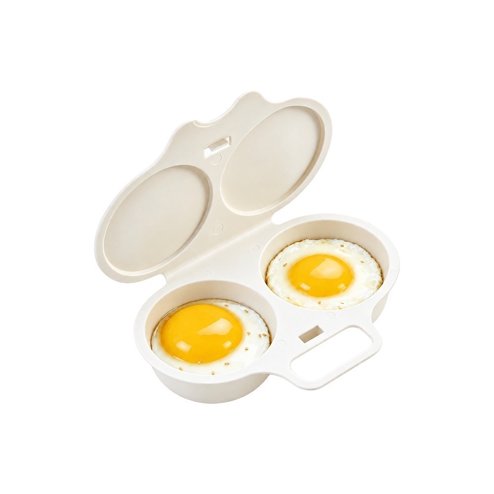 Dual Cavity Microwave Egg Cooker Steamer Mold Food Safe Egg Poacher