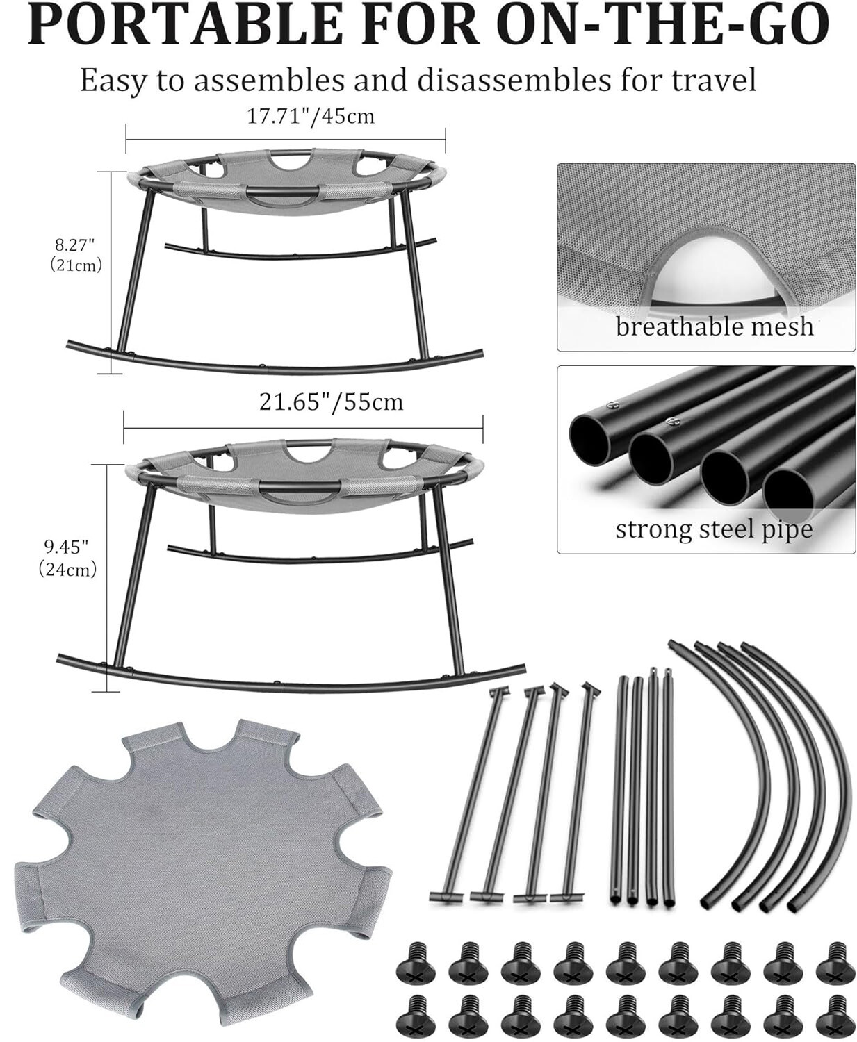 Elevated Dog Cot Portable Raised Pet Bed with Breathable Mesh Cooling Pet Cot US