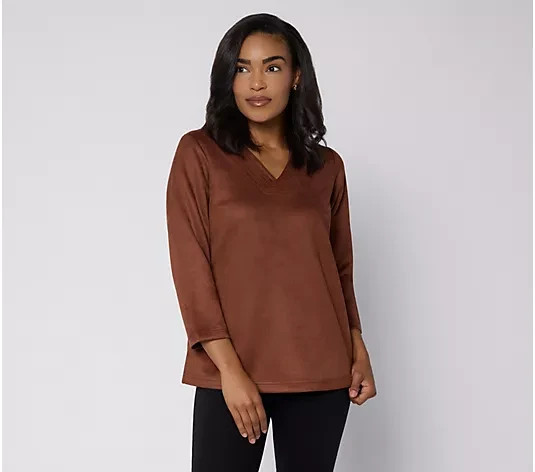 Belle Boho by Kim Gravel PerSuede Me 3/4 Sleeve Top NWT A733324