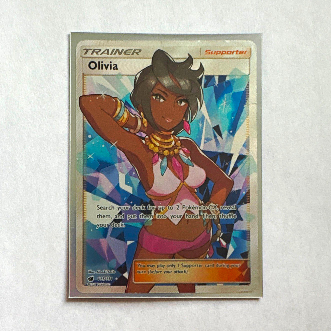 Pokemon TCG Olivia Full Art Holo 111/111 SM Crimson Invasion Ultra Rare EN 2017