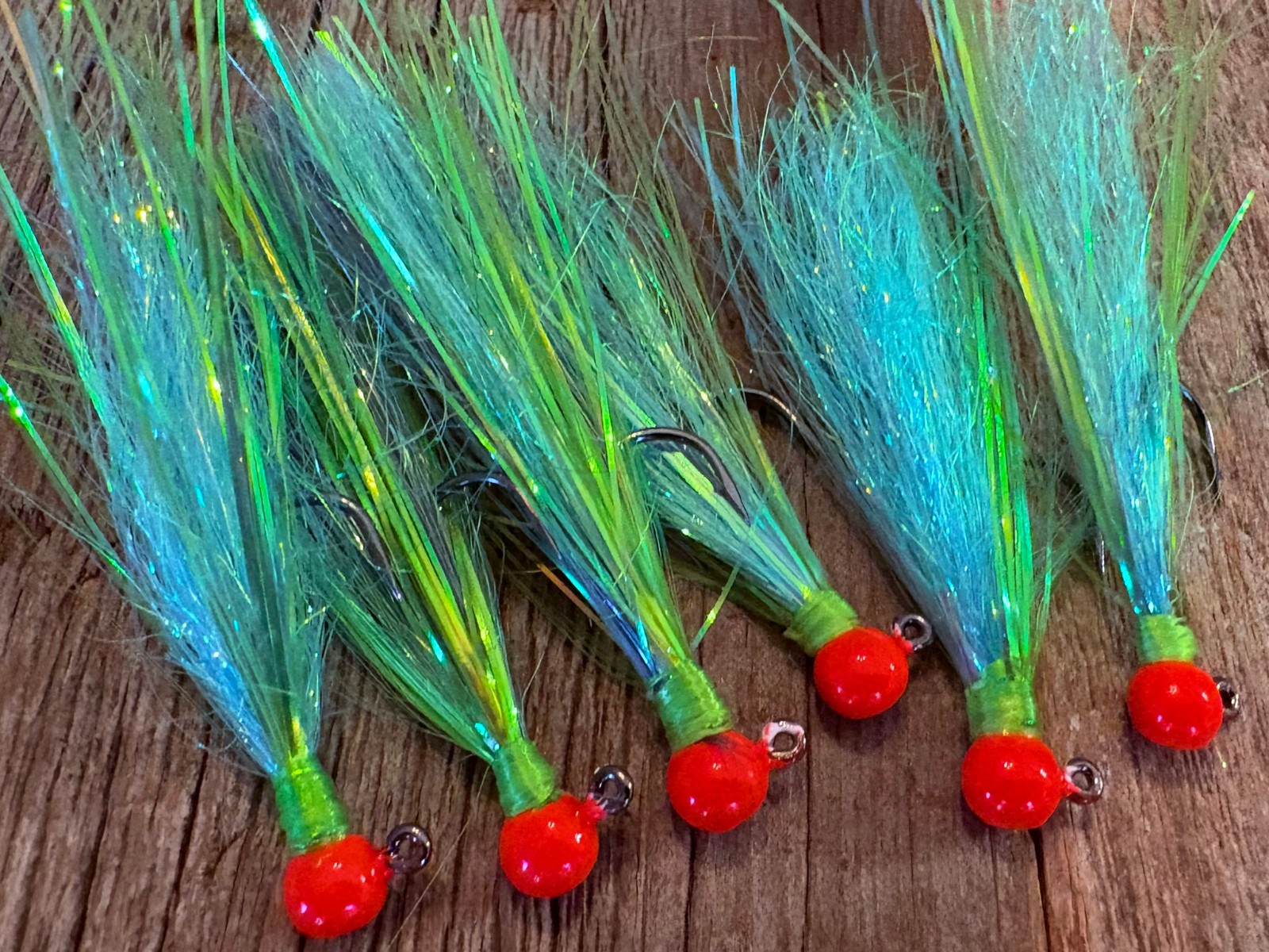 1/2 Dozen (x6) Handmade Hair Jigs Steelhead - Green Flash