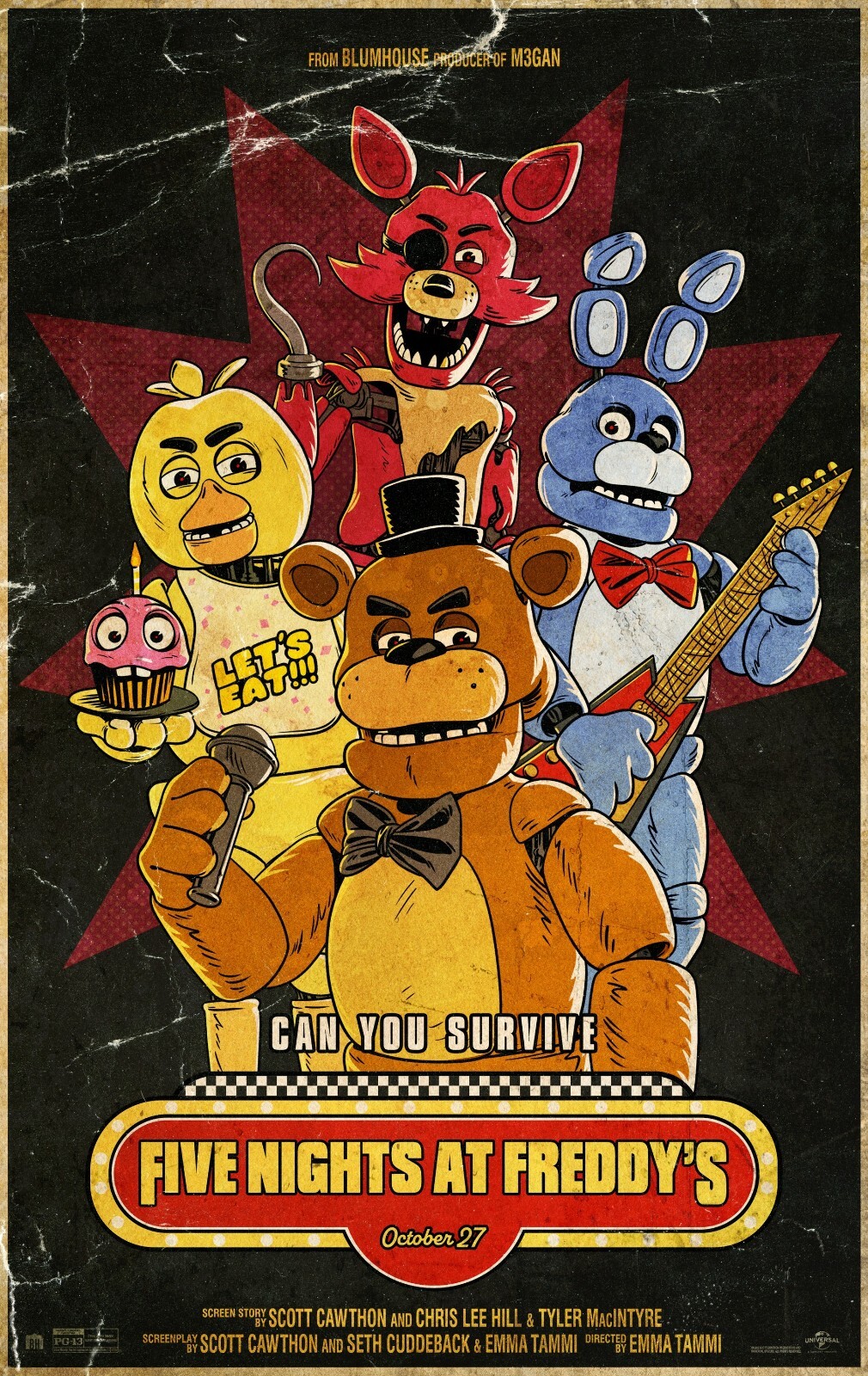 2023 Five Nights At Freddy\'s Movie Poster 11X17 Freddy Fazbear\'s Pizzeria 🍿