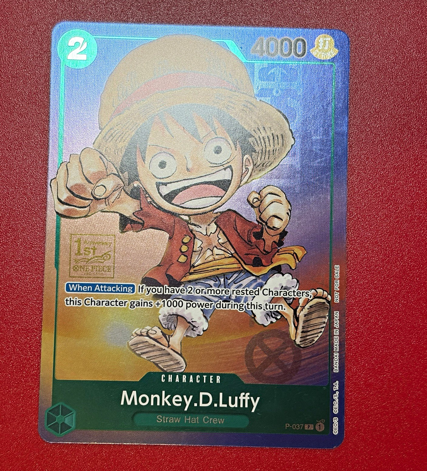 Monkey.D.Luffy P-037 One Piece Promotion Cards Promo 1st Anniversary English Monkey.D.Luffy P-037 One Piece Promotion Cards Promo 1st Anniversary English