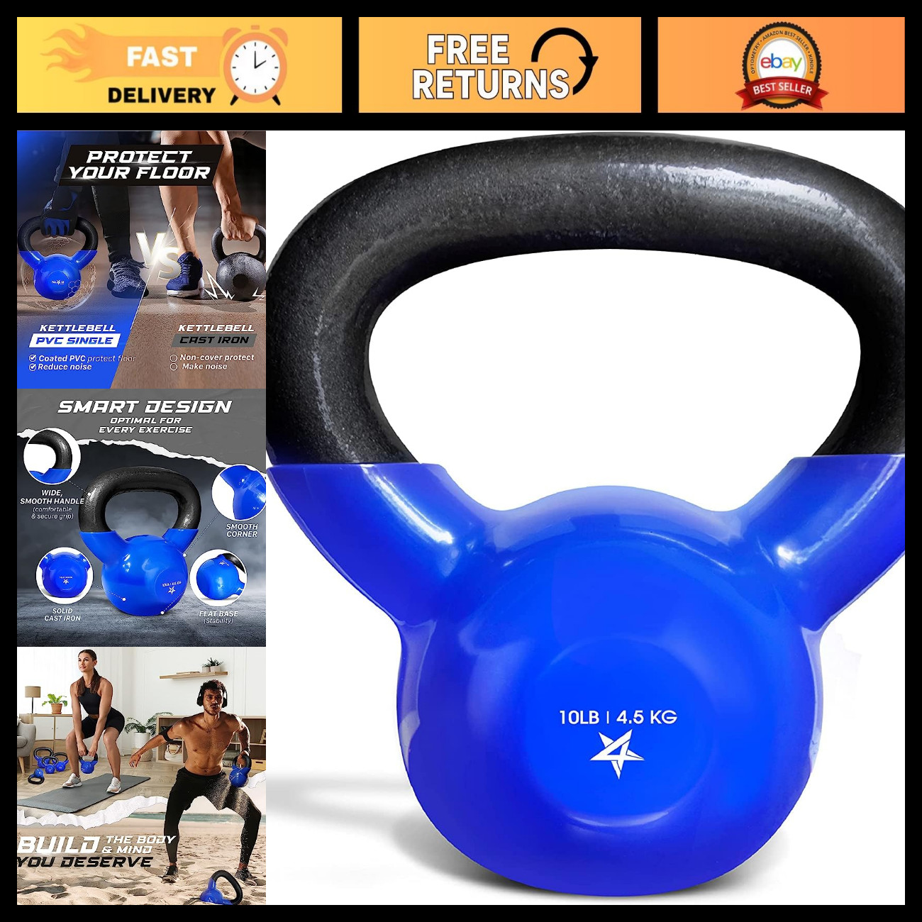 Vinyl Coated Kettlebell Set, 5-100 Lbs Adjustable Weight for Strength Training Vinyl Coated Kettlebell Set, 5-100 Lbs Adjustable Weight for Strength Training