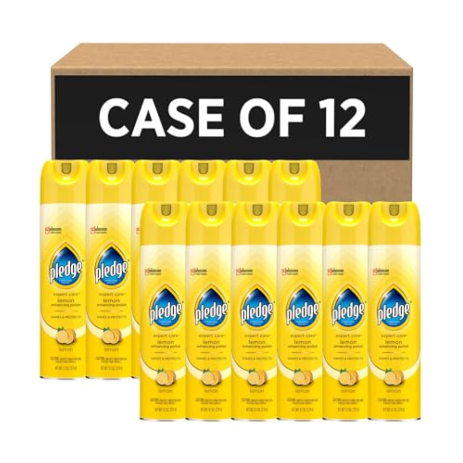 Pledge Enhancing Polish Spray, Lemon scent, 12 Pack