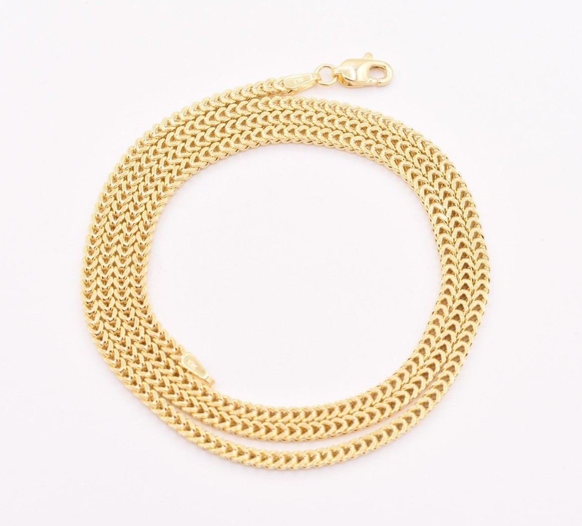 2mm Italian Square Franco Link Chain Necklace Real 10K Yellow Gold 2mm Italian Square Franco Link Chain Necklace Real 10K Yellow Gold