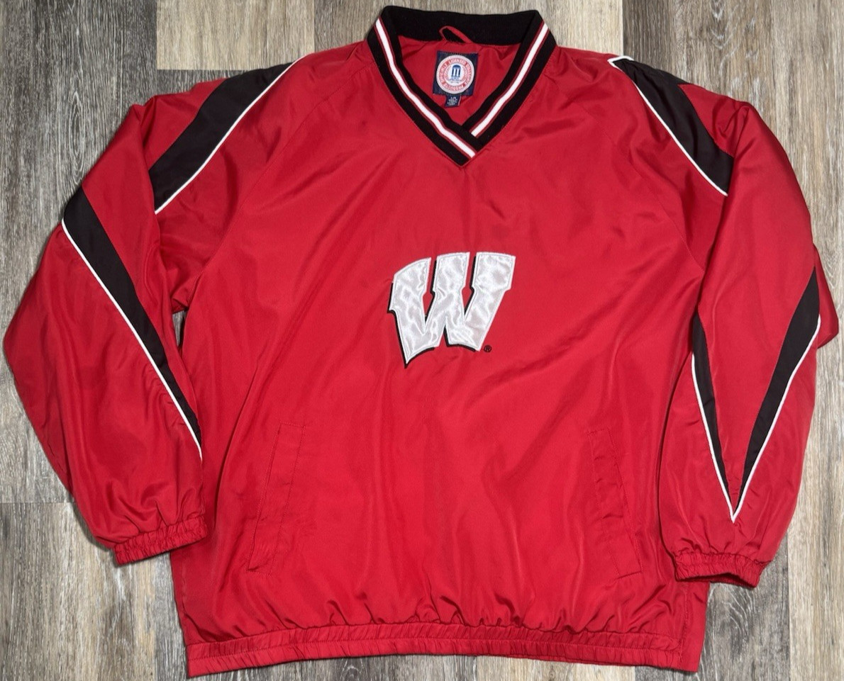 Wisconsin Badgers Pullover Jacket Men\'s SIze Large Windbreaker NCAA Vintage 1995