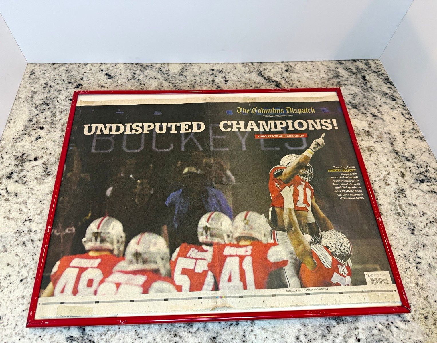 The Columbus Dispatch Framed Front Page “UNDISPUTED CHAMPIONS” OSU 42-20