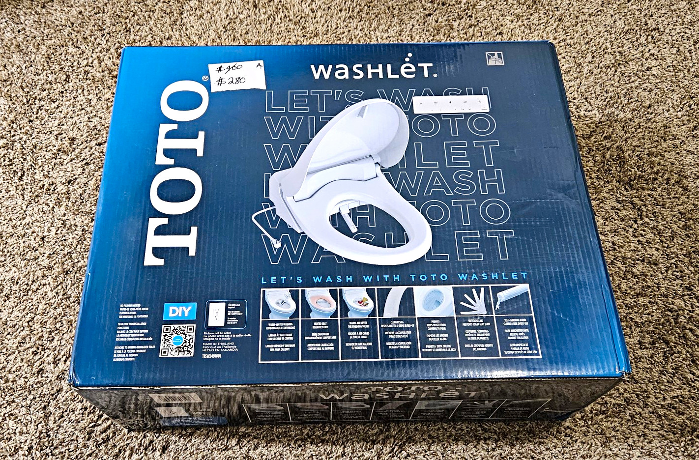 TOTO WASHLET Elongated Toilet Seat Bidet w/ Remote Control, White