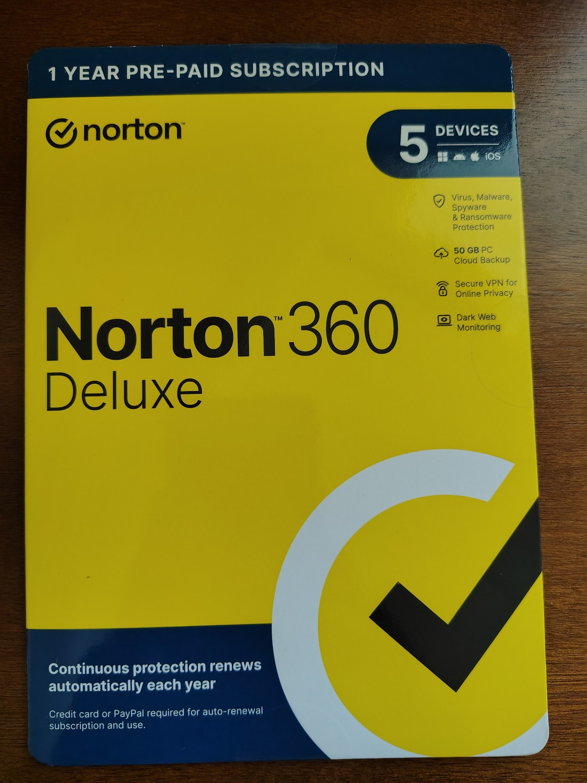 Norton 360 Deluxe for 5 Devices 1 Year Subscription 2026 Internet Security New 