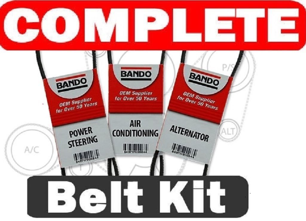 3 BANDO OEM Belt Set ALT-AC-Pwr - 4PK820 - 4PK845 - 4PK895 fits 97-01 Honda CRV