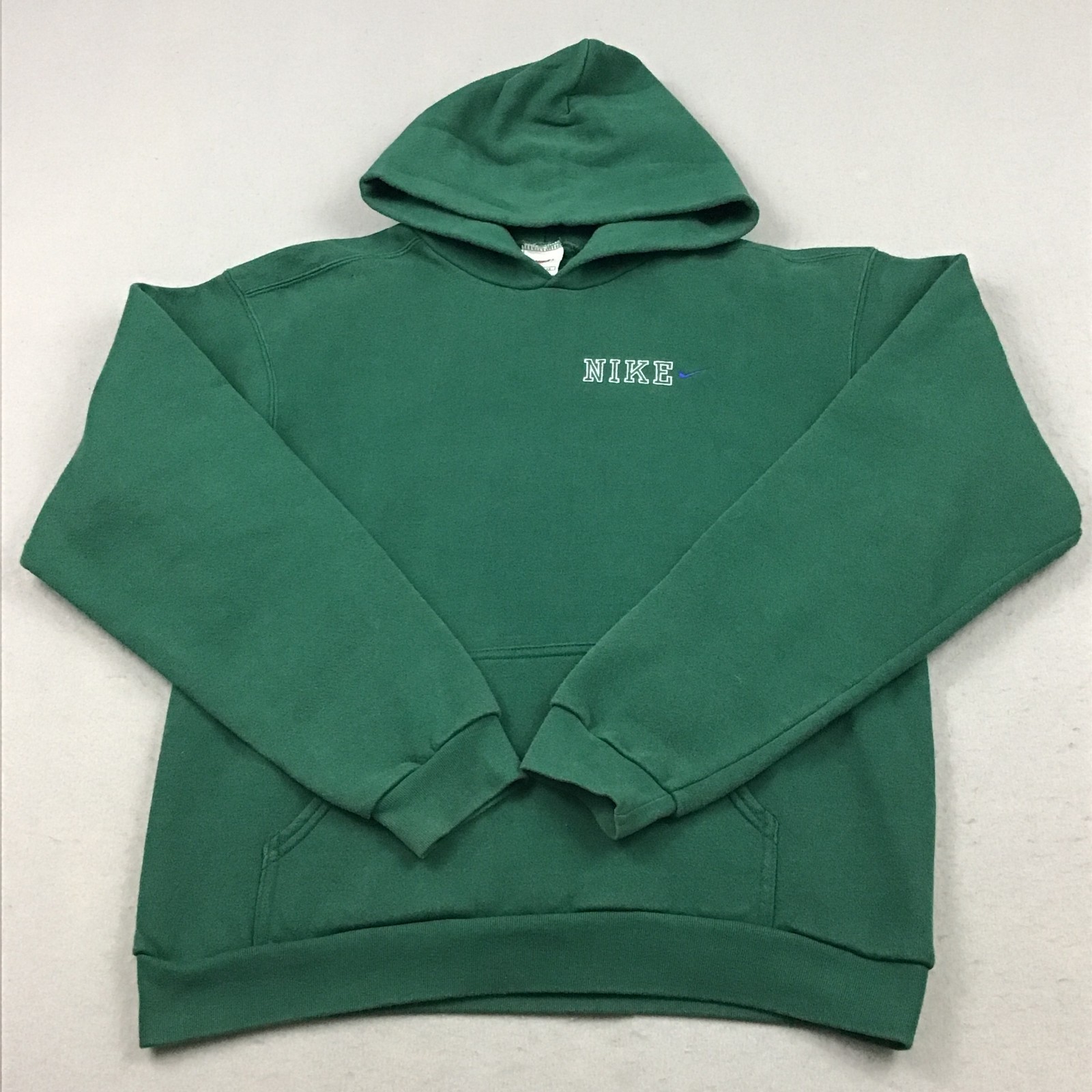 Vintage Nike Hoodie Men Extra Large Green Spellout Pullover Sweatshirt 90s USA