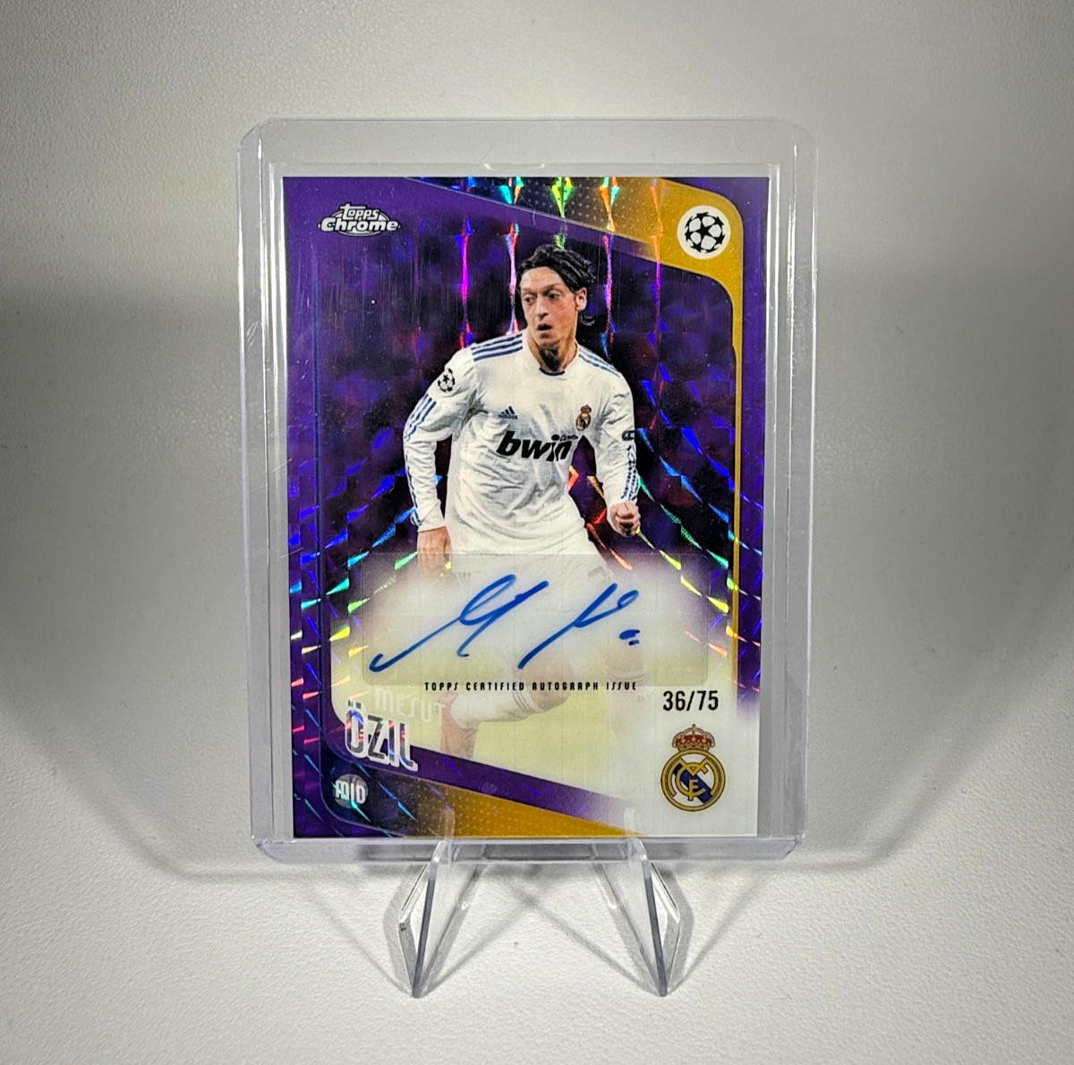 2025-26 Topps Chrome UEFA Club Competitions Mesut Ozil Purple /75 Legend Auto