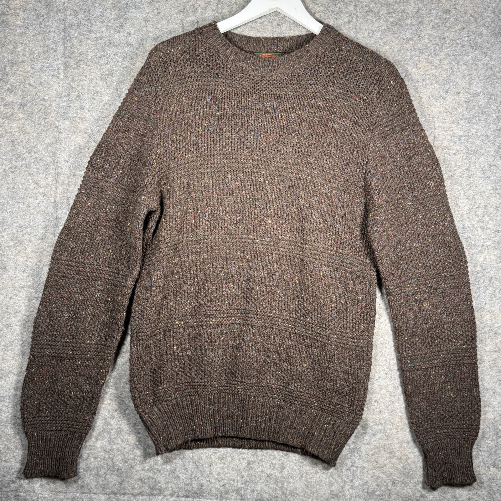 Vintage Royal North Outfitters Brown Speck Pullover Knit Sweater Mens Sz M 18x29