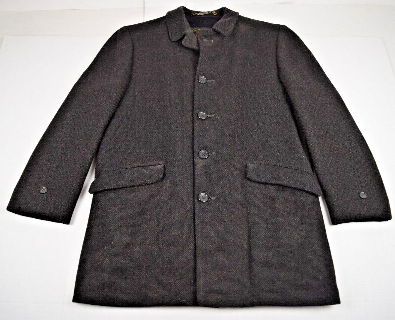 Vintage McGregor Car Coat Size 40 M 60s Charcoal Wool  Lined Made USA