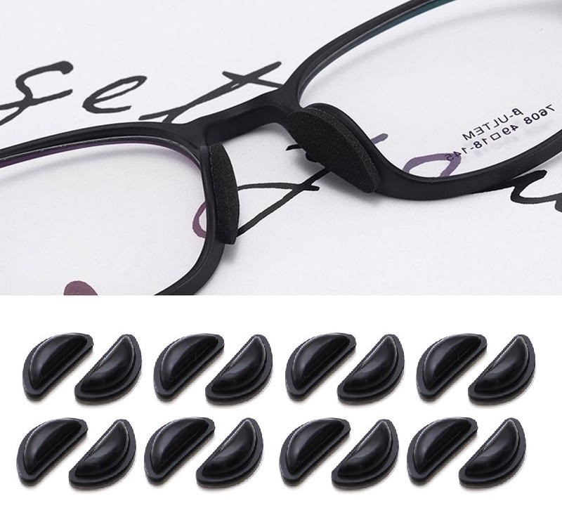 8 Pairs Soft Nose Pad Stick On Silicon Anti Slip Eyeglass Sunglasses Glass Black