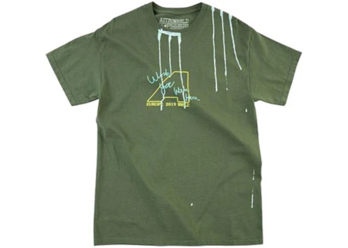 Rare Travis Scott Astroworld Live In Europe Olive Green Tee Shirt Size: L NEW