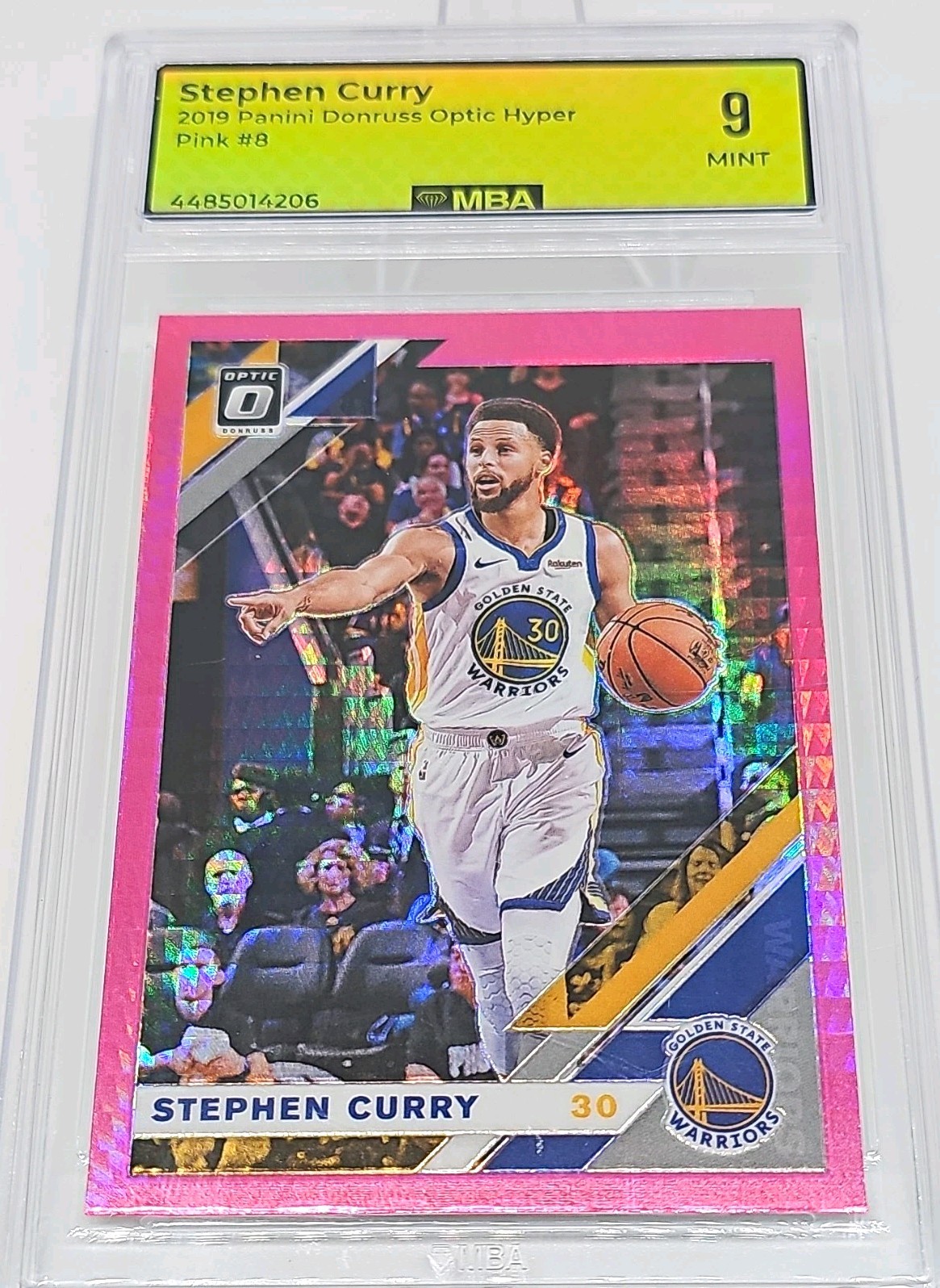 Panini Donruss Optic 2019-20 Stephen Curry #8 Pink Hyper Prizm MBA Graded Mint-9
