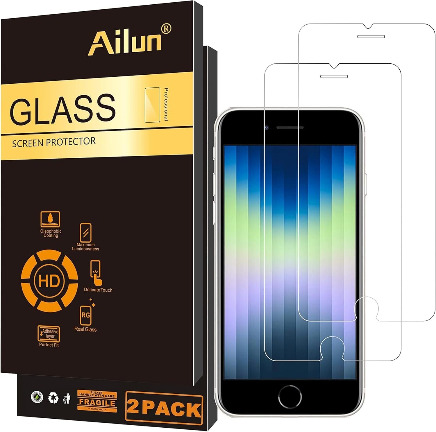 3 Pack Clear Tempered Glass Screen Protector For Phone SE 2016 / 2020 5 5S 5C