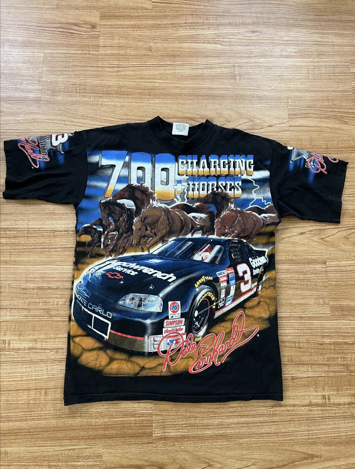 Vintage Dale Earnhardt T-Shirt Sz Large 700 Charging Horses Chase 1997 AOP Race