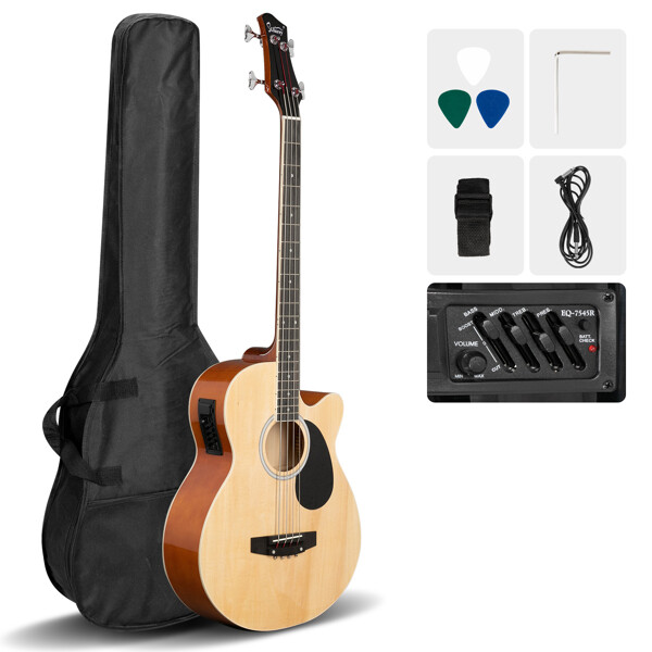Glarry GMB101 4-string electro-acoustic bass guitar Burlywood