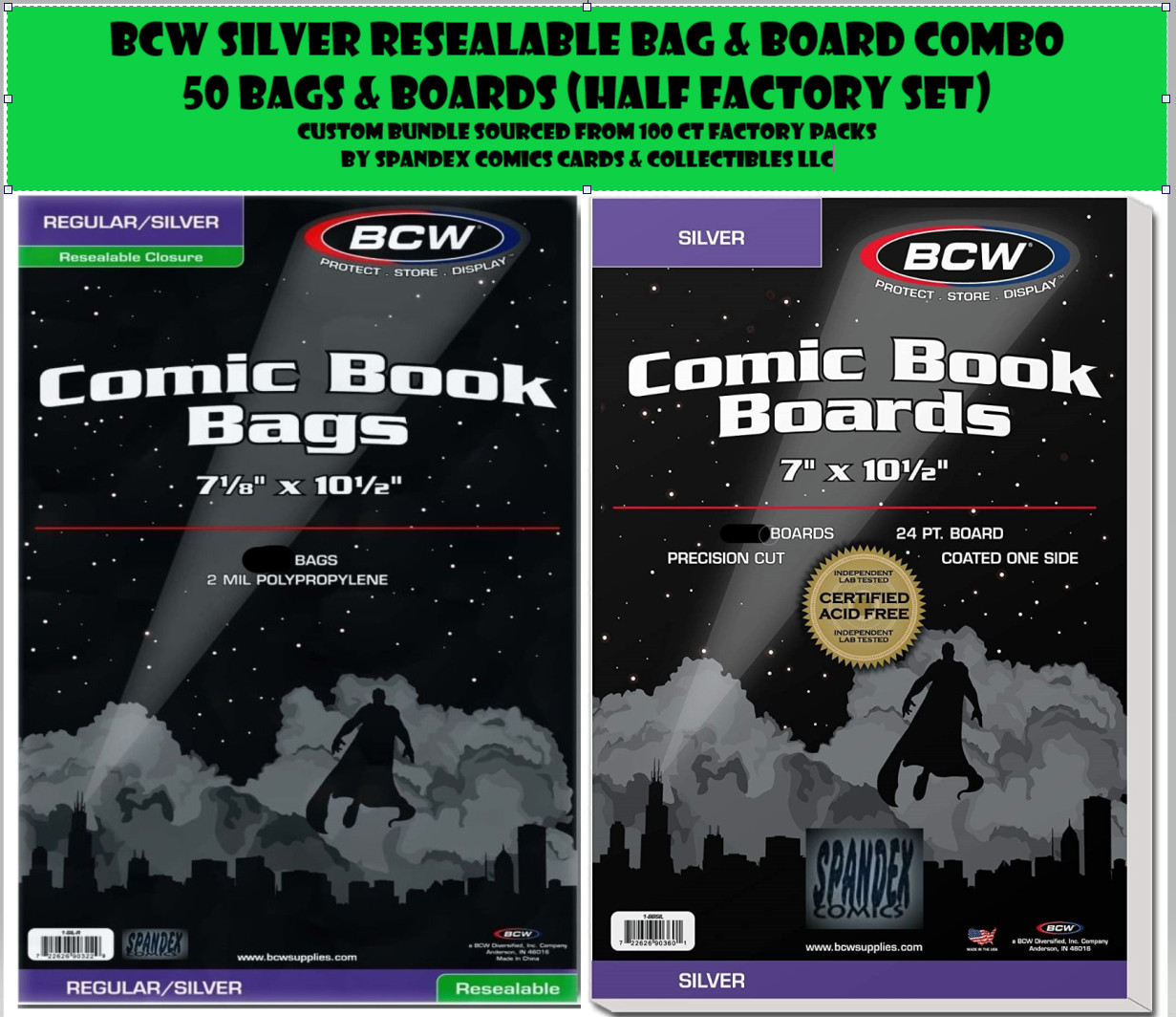 50 - BCW Silver Age Resealable 2MIL Poly Comic Book Bags & 7 50 - BCW Silver Age Resealable 2MIL Poly Comic Book Bags & 7