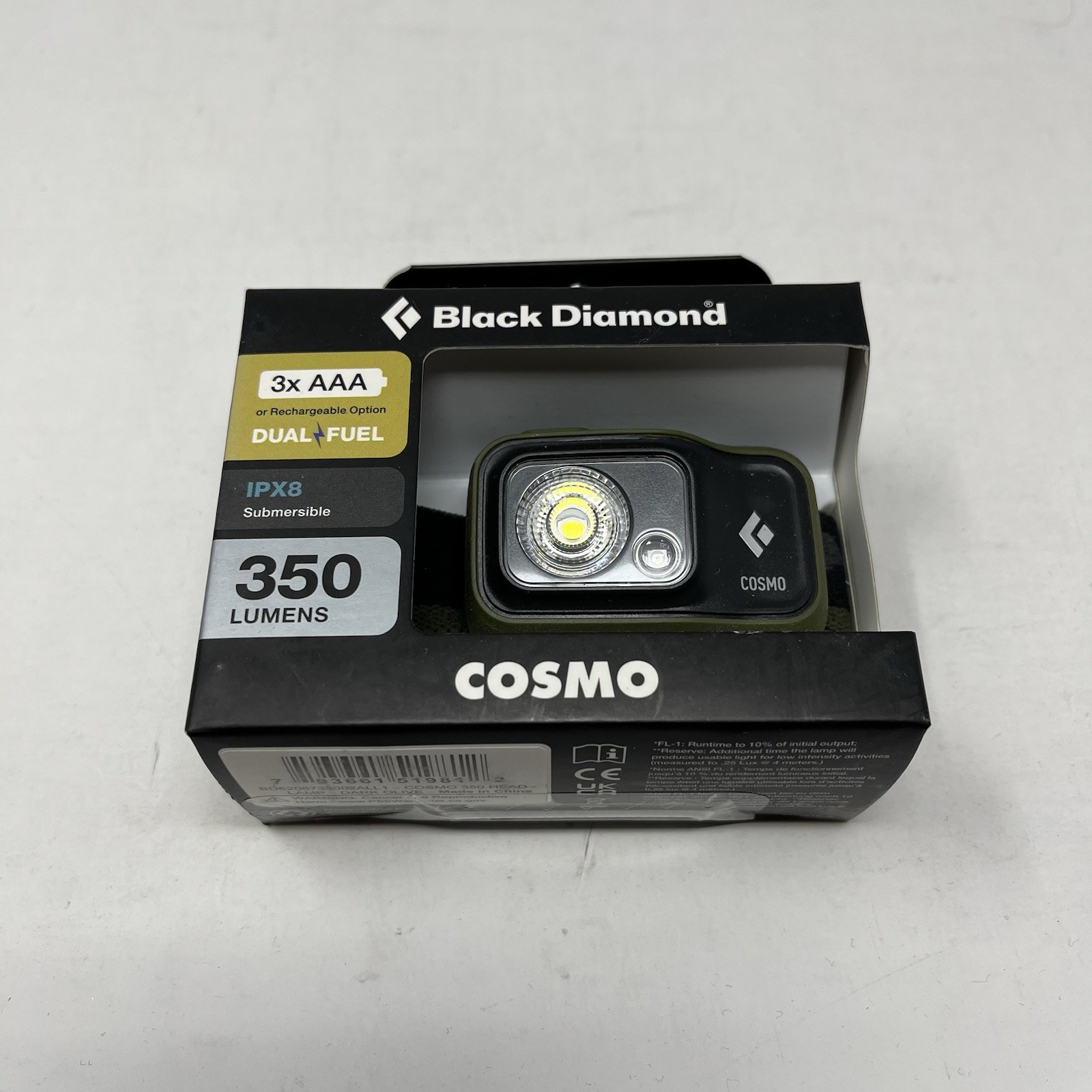 New Black Diamond Cosmo 350 Lumens Headlamp - Dark Olive Green IPX8