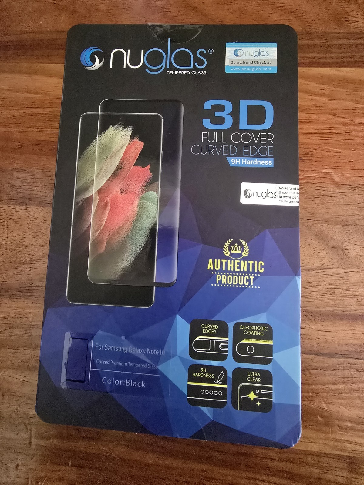 New Unopened Nuglas Tempered Glass for Samsung Note 10.Clear Screen Protection.