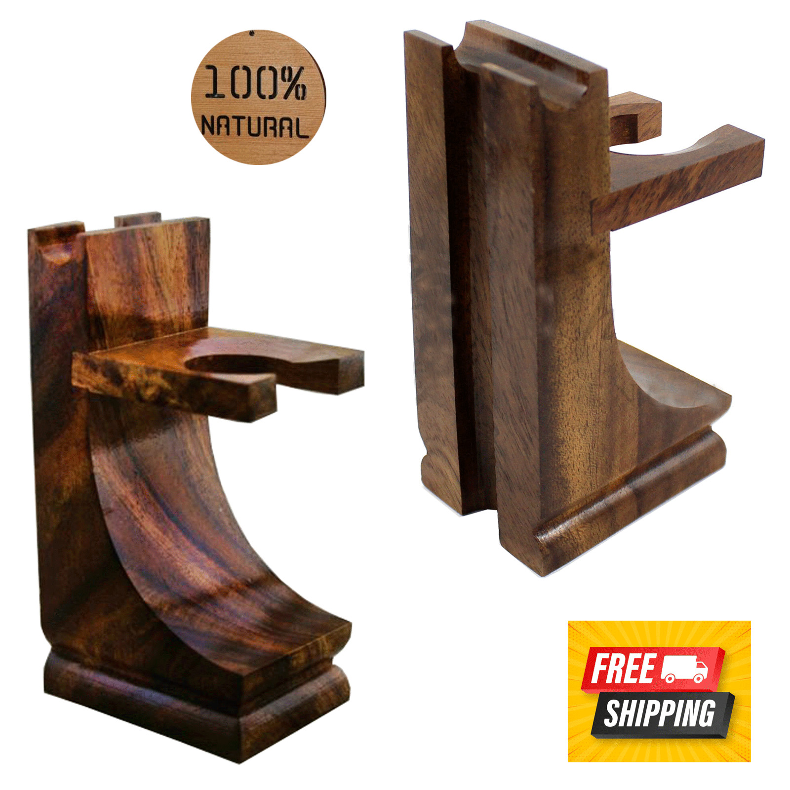 NEW Mission Style Wooden Stand for Safety Razor Straight Razor and Shaving Brush